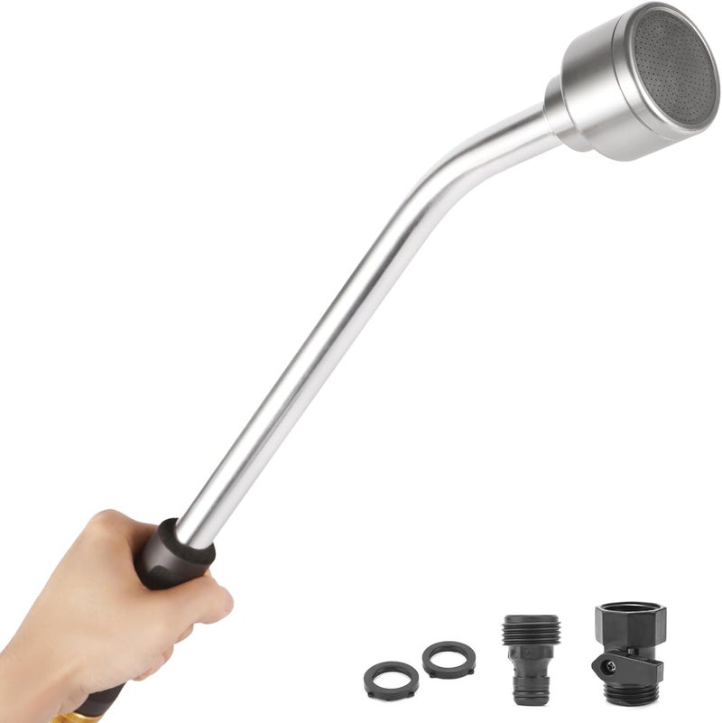 Sanpaint 18-inch Soft Rain Watering Wand with Shut Off Valve, 400 Holes Per Inch,Lightweight and Durable Metal Gentle Watering Wand Perfect for Hanging Baskets, Planters, Garden, Shrubs and Seedbed - Image 1